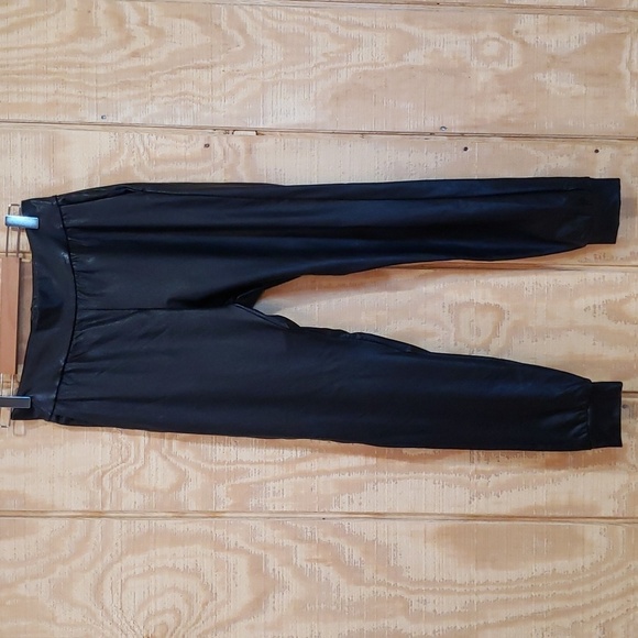 Commando Black Pull On Faux Leather Jogger Pants Size S - Picture 1 of 6